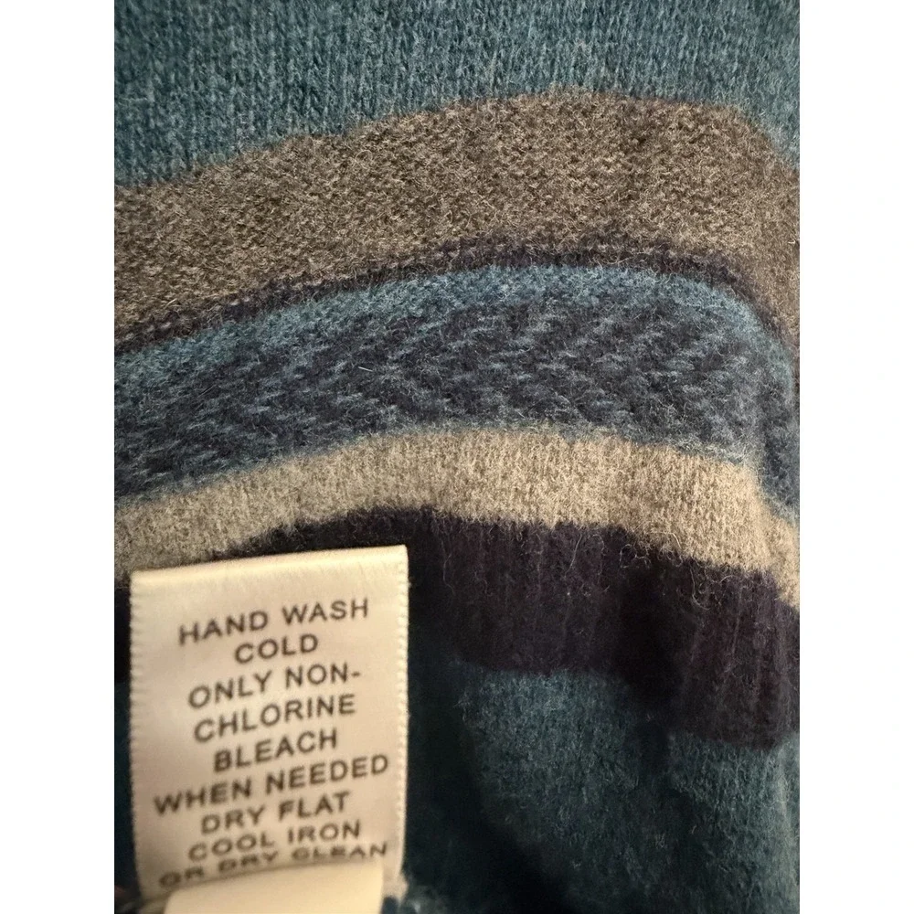 Banana Republic Men's Blue Striped Italian Wool Blend 1/4 Zip Sweater Size XL